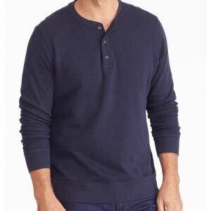 UNTUCKit Men's Long Sleeve Henley Shirt 100% Cotton Navy Blue L